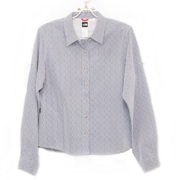 The North Face Women's Hiking Long Sleeve Gray Button Down Shirt Size La… - Picture 1 of 12